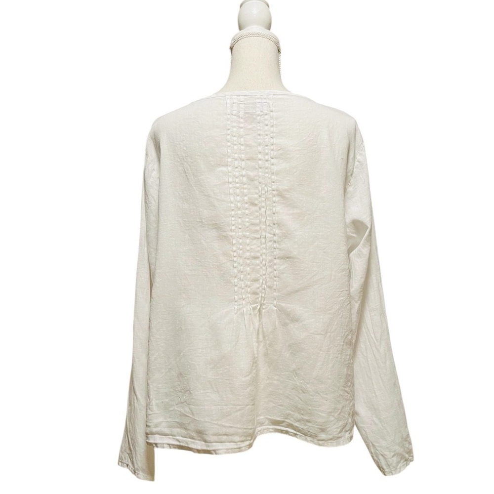 Flax White Linen Button Down Shirt Size Small - Picture 4 of 12